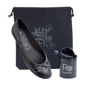 Black Slip On Roll Up Shoes Size L Rollasole Casual Comfy Slippers